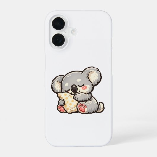 Coque iPhone 16 Koala Mignon Endormi avec Oreiller (Verso)