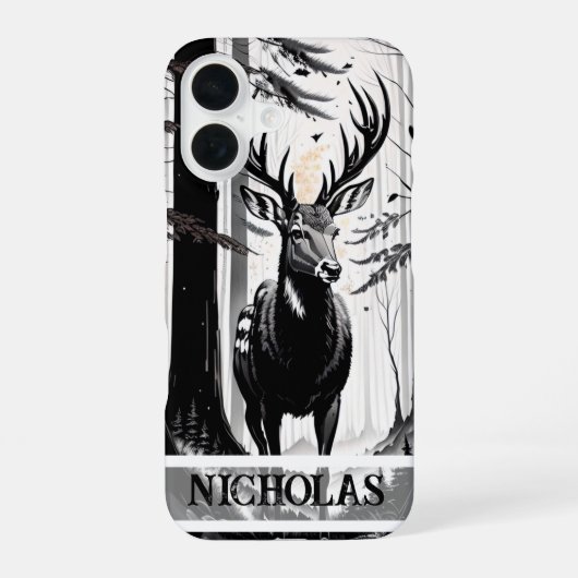 Coque iPhone 16 La Majesté silencieuse dans les bois (Verso)
