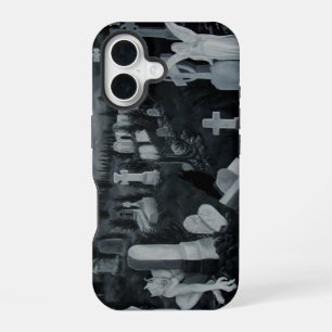 Coque iPhone 16 La nuit au cimetière - Ange avec Diable