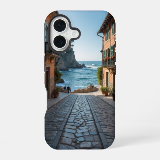Coque iPhone 16 La ville de Pebble Ocean (Verso)