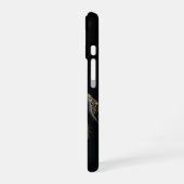 Coque iPhone 16 Labrador noir avec or et perle complexes (Côté gauche)