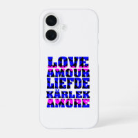 L'amour dans différentes langues Cœur rose et bleu