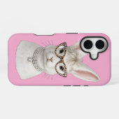 Coque iPhone 16 Lapin de mode drôle avec des lunettes léopard (Verso Horizontal)