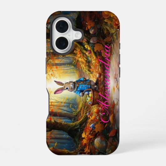 Coque iPhone 16 Lapin de Pâques dans la forêt (Verso)