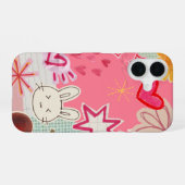 Coque iPhone 16 Lapin Y2K, esthétique Cœurs & Étoiles (Verso Horizontal)