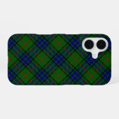 Coque iPhone 16 Lauder tartan bleu vert plaid (Verso Horizontal)
