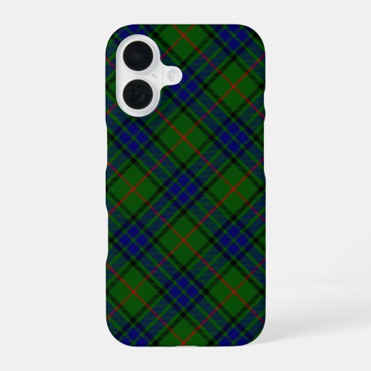 Coque iPhone 16 Lauder tartan bleu vert plaid (Verso)