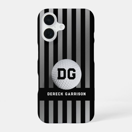 Coque iPhone 16 Lecteur Golf | Initiales en argent (Verso)