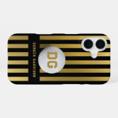 Coque iPhone 16 Lecteur Golf | Initiales or (Verso Horizontal)