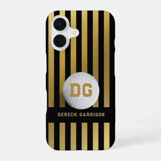 Coque iPhone 16 Lecteur Golf | Initiales or (Verso)