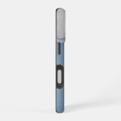 Coque iPhone 16 Lecteurs d'argent Monogramme bleu métallique (Côté droit)