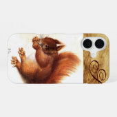 COQUE iPhone 16 L'ÉCUREUIL AVEC MONOGRAMME DE NOIX (Verso Horizontal)