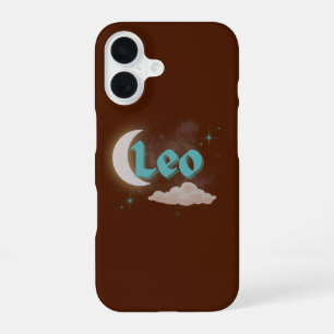 Coque iPhone 16 Léo Lune Céleste Nuage Étoiles Astrologie Art