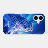 Coque iPhone 16 Léopard des neiges époustouflant sur un rocher de (Verso Horizontal)