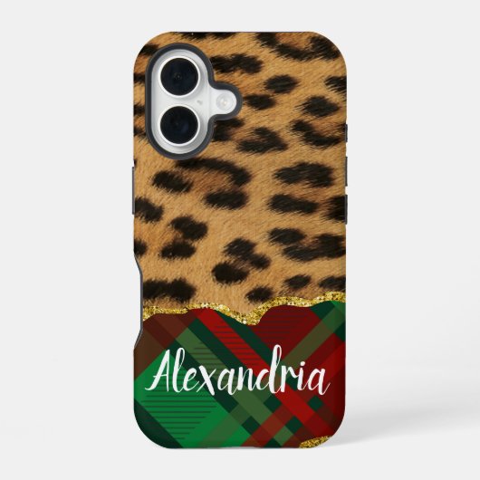 Coque iPhone 16 Léopard Plaid (Verso)