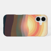 Coque iPhone 16 Lever de soleil sur les collines rétro (Verso Horizontal)