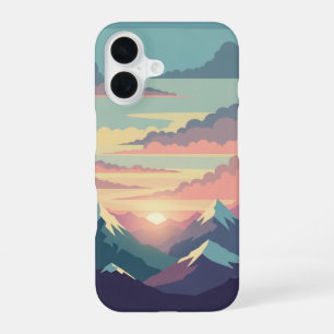 Coque iPhone 16 Lever de soleil vintage sur les montagnes