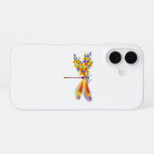 Coque iPhone 16 libellule de fleurs jaunes (Verso Horizontal)