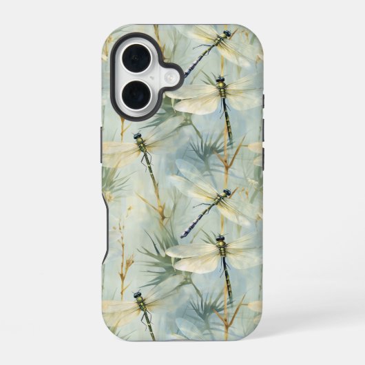 Coque iPhone 16 Libellule Tranquille de style aquarelle (Verso)