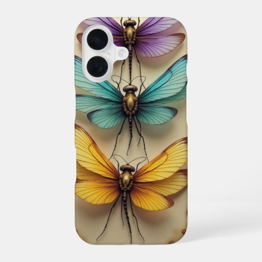 Coque iPhone 16 Libellules Steampunk (Verso)