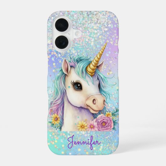 Coque iPhone 16 Licorne Magique Pailletée Glamour (Verso)