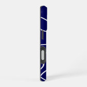 Coque iPhone 16 Ligne Art : Blanc sur Bleu foncé (Côté droit)