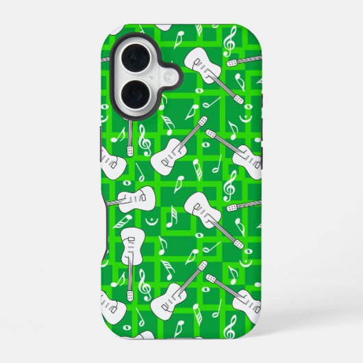 Coque iPhone 16 Lignes de guitare notes de musique (Verso)