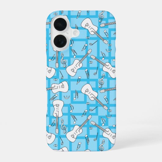 Coque iPhone 16 Lignes de guitare notes de musique (Verso)