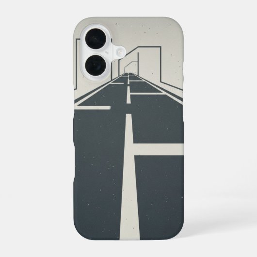 Coque iPhone 16 Lignes de séparation de route rétro (Verso)