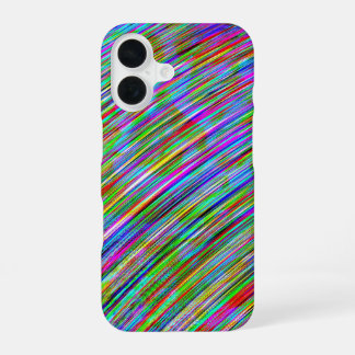 Coque iPhone 16 Lignes incurvées de l'arc-en-ciel de néon funky