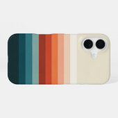 Coque iPhone 16 Lignes Rétro Coucher de Soleil Doux (Verso Horizontal)
