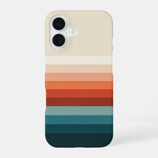 Coque iPhone 16 Lignes Rétro Coucher de Soleil Doux (Verso)
