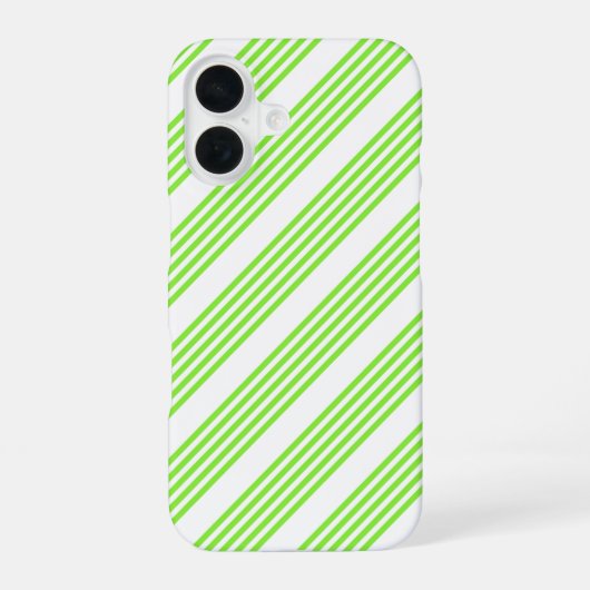 Coque iPhone 16 Lime vert et blanc cinq bandes motif (Verso)