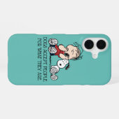 Coque iPhone 16 Linus réconforté par l'oreille de Snoopy (Verso Horizontal)