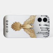 Coque iPhone 16 🦅 Liquid Gold Eagle Nom Flow Métalisé sur mesure (Verso Horizontal)