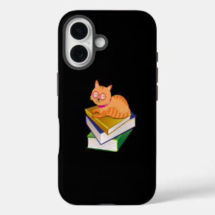 Coque iPhone 16 Livres - Chat et Livres Cadeau pour Amateur de Liv