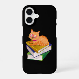 Coque iPhone 16 Livres - Chat et Livres Cadeau pour un Amateur de