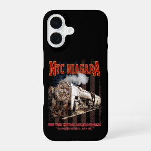 Coque iPhone 16 Locomotive à vapeur NYC Niagara avec drapeau améri
