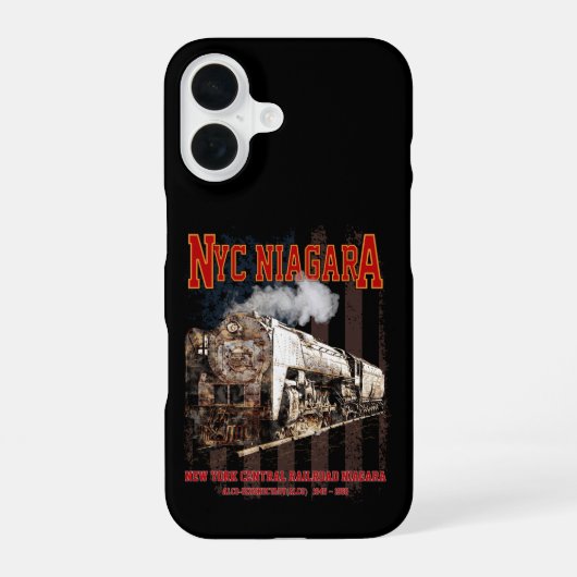 Coque iPhone 16 Locomotive à vapeur NYC Niagara avec drapeau améri (Verso)