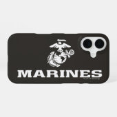 Coque iPhone 16 Logo de l'USMC empilé - Blanc (Verso Horizontal)