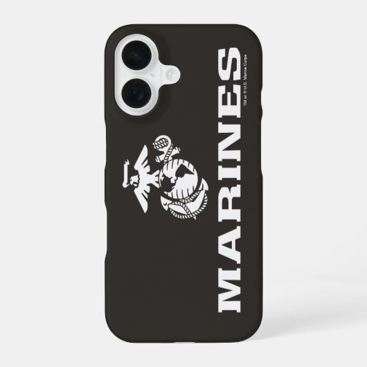 Coque iPhone 16 Logo de l'USMC empilé - Blanc (Verso)