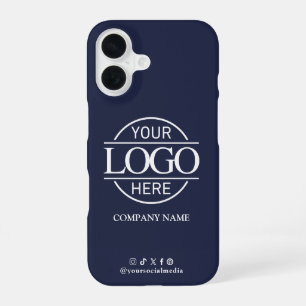 Coque iPhone 16 Logo d'entreprise et bleu promotionnel pour les mé