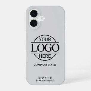 Coque iPhone 16 Logo d'entreprise et gris promotionnel sur les méd