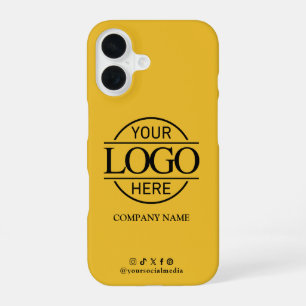 Coque iPhone 16 Logo d'entreprise et médias sociaux Jaune Promotio