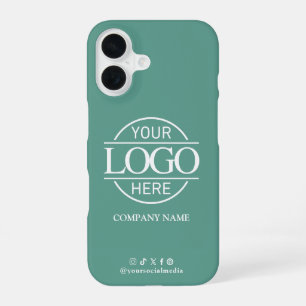 Coque iPhone 16 Logo d'entreprise et teal promotionnel sur les méd