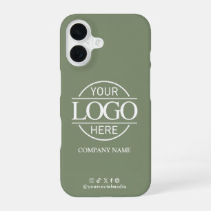 Coque iPhone 16 Logo d'entreprise Média sociaux Vert sauge Promoti