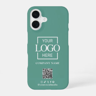 Coque iPhone 16 Logo d'entreprise minimaliste et élégant sarcelle