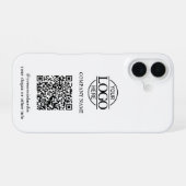 Coque iPhone 16 Logo d'entreprise moderne blanc & Code QR Promotio (Verso Horizontal)