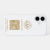 Coque iPhone 16 Logo d'entreprise moderne blanc & Code QR Promotio (Verso Horizontal)