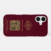Coque iPhone 16 Logo d'entreprise moderne rouge et code QR promoti (Verso Horizontal)